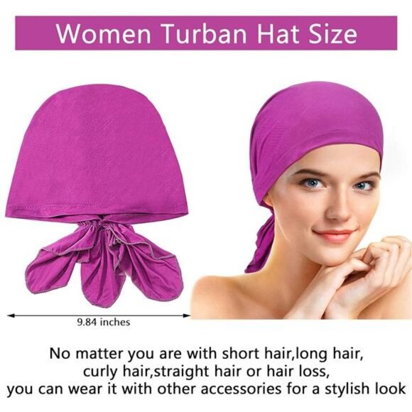 6 Pieces Head Scarf for Women Slip on Pretied Head Scarves Cancer Headwear - Picture 2 of 7